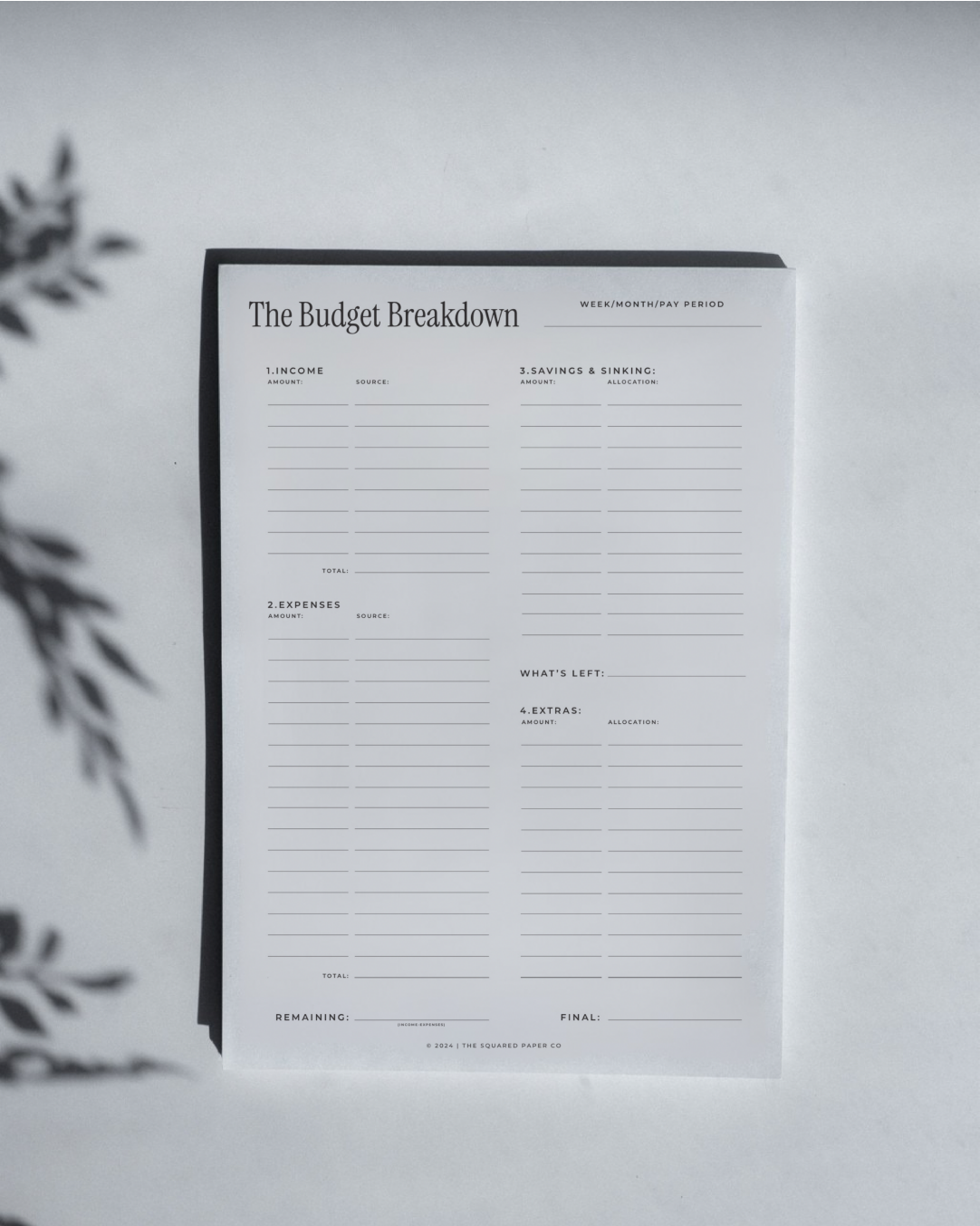 The Budget Breakdown Notepad