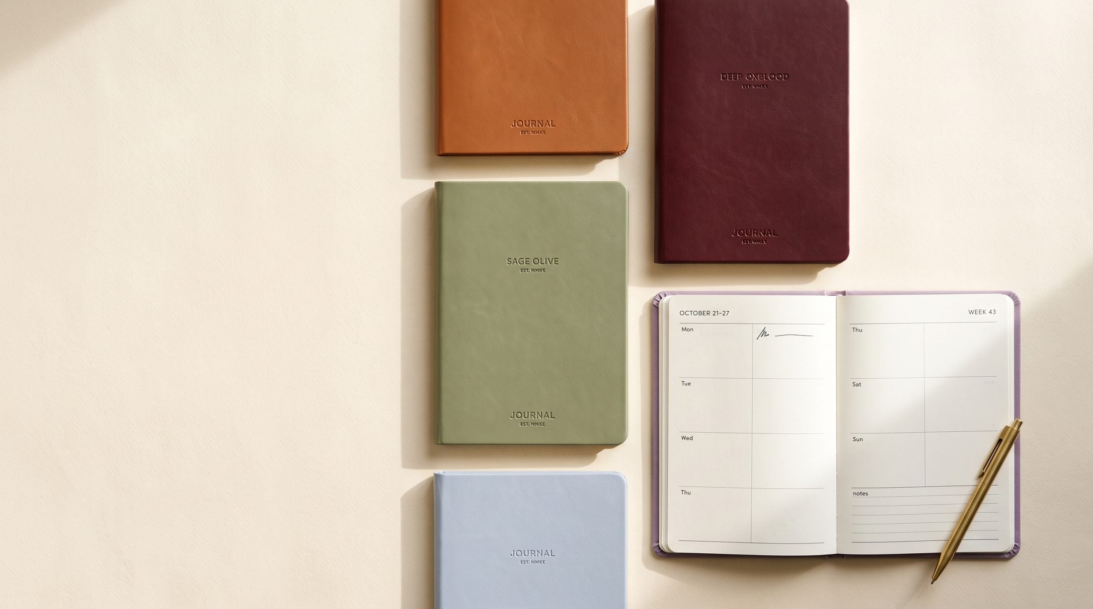Minimalist planner collection in ten signature shades
